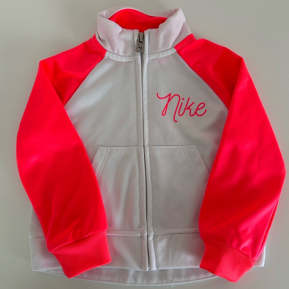 12M Baby Girl Nike Jacket Fluorescent Neon Pink & White